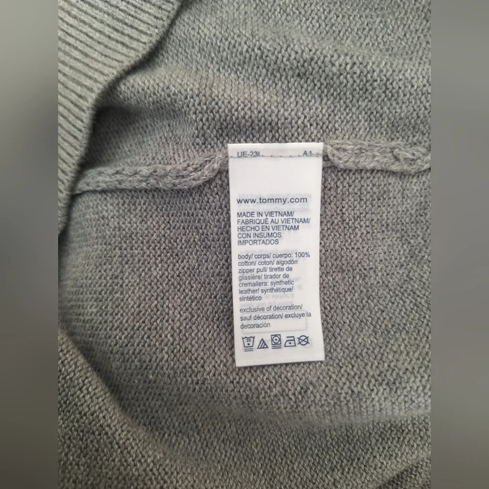 Tommy Hilfiger Men's Heather Gray 1/4 Zip Cotton Long Sleeved Sweater - Size XL - Picture 9 of 9